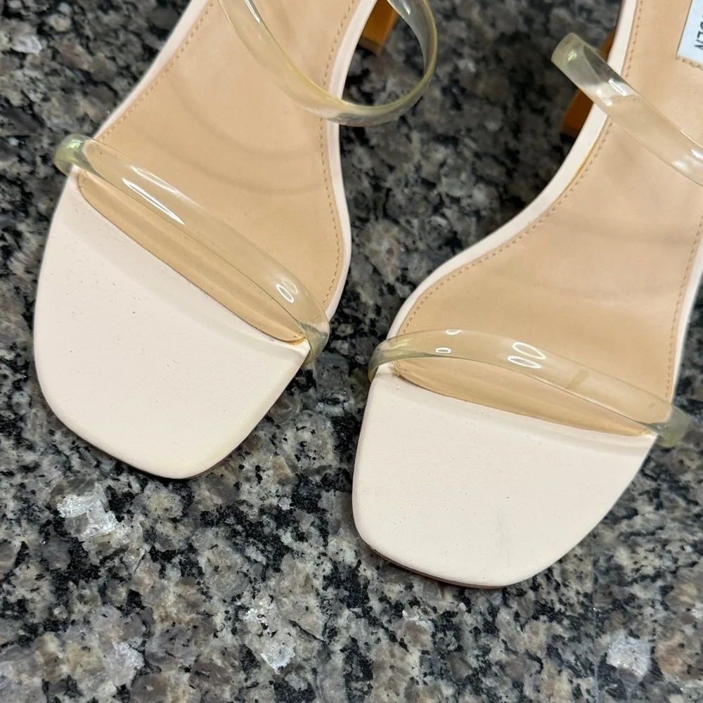 Steve Madden Clear and Nude Block Heel Sandals NWT 13
